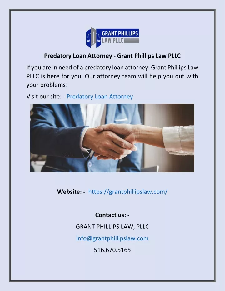 predatory loan attorney grant phillips law pllc
