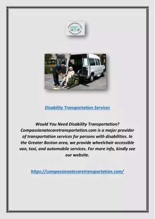 Disability Transportation Services | Compassionatecaretransportation.com