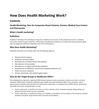 how does health marketing work