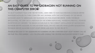 an easy guide to fix qbdbmgrn not running on this computer error