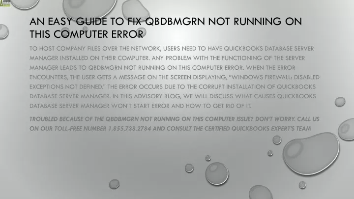 an easy guide to fix qbdbmgrn not running on this computer error