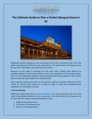 The Ultimate Guide to Plan a Perfect Banquet Event in NJ