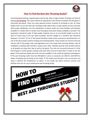 Best Axe Throwing Studio