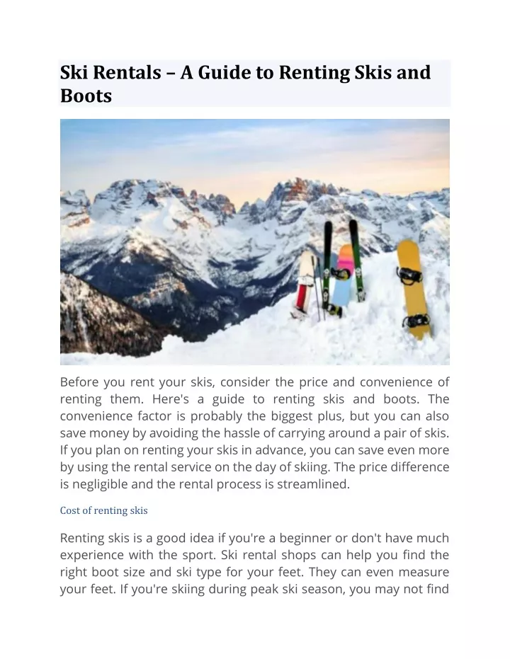 ski rentals a guide to renting skis and boots