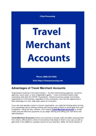 Advantages of Travel Merchant Accounts