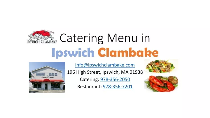 catering menu in ipswich clambake