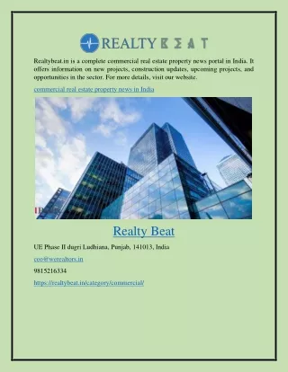 Commercial Real Estate Property News in India Realtybeat.in