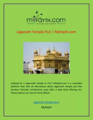 Jaganath Temple Puri  Myfayth