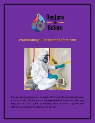 Waterdamage  Restoretobefore