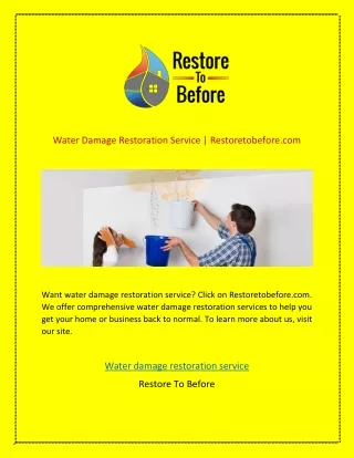 Water Damage Restoration Service Restoretobefore