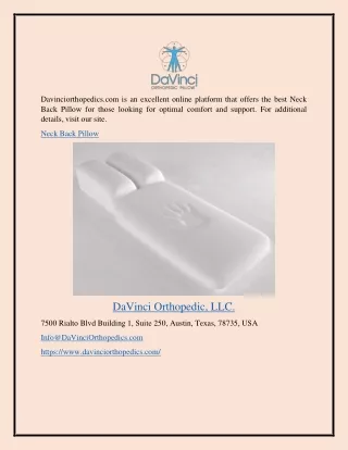 Neck Back Pillow Davinciorthopedics.com