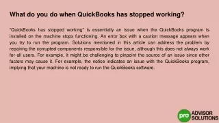 what do you do when quickbooks has stopped working