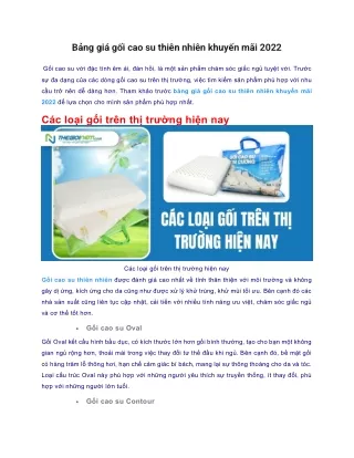 b ng gi g i cao su thi n nhi n khuy n m i 2022