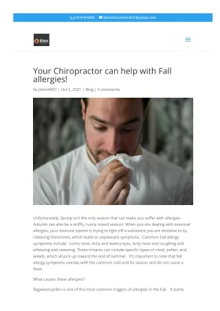 Your Chiropractor can help with Fall allergies!