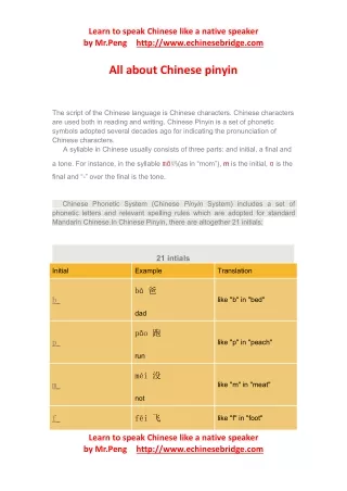 Chinese pin yin