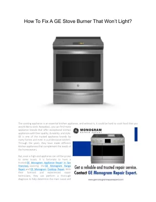 How To Fix A GE Stove Burner That Won