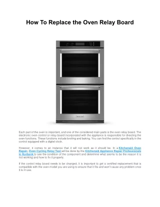 How To Replace the Oven Relay Board