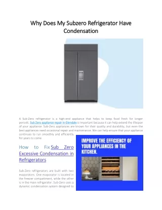 Why Does My Subzero Refrigerator Have Condensation