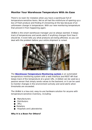 monitor your warehouse temperature with an ease
