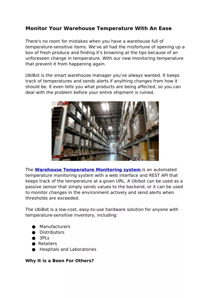 monitor your warehouse temperature with an ease
