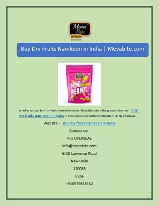 Buy Dry Fruits Namkeen in India | Mevabite.com