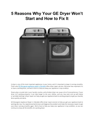 5 Reasons Why Your GE Dryer Won