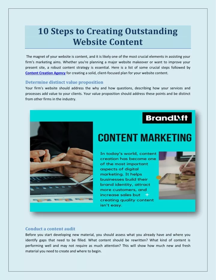 10 steps to creating outstanding website content