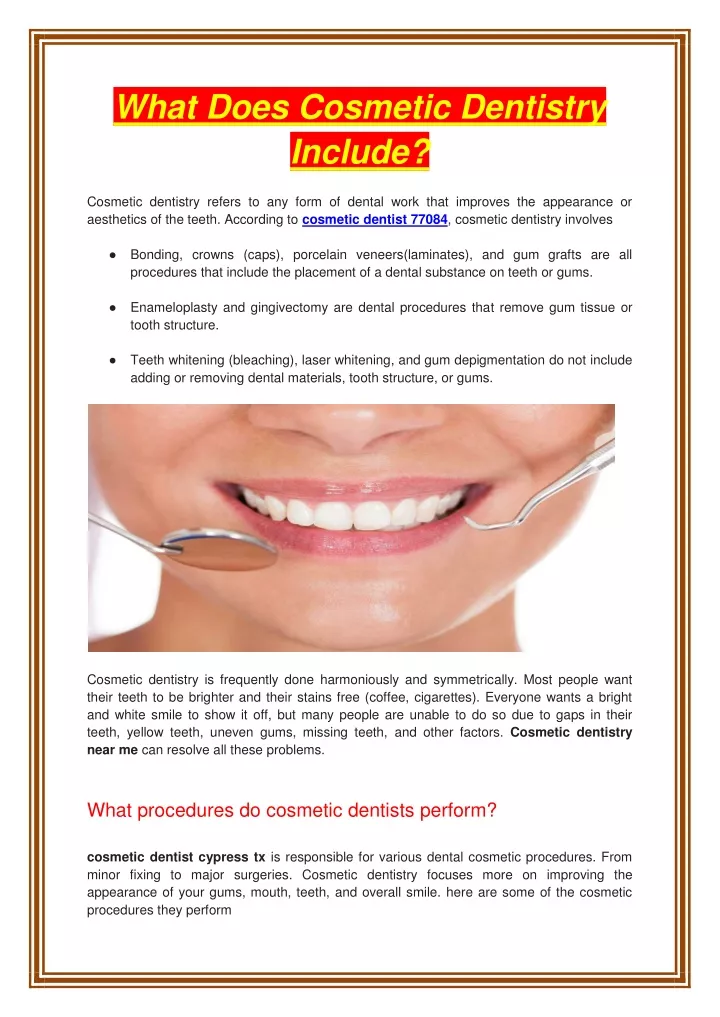 what does cosmetic dentistry include