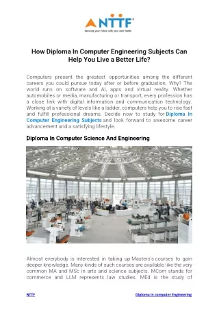 how diploma in computer engineering subjects