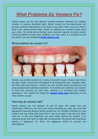 what problems do veneers fix