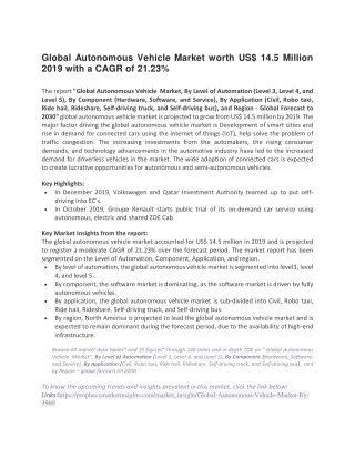 global autonomous vehicle market worth
