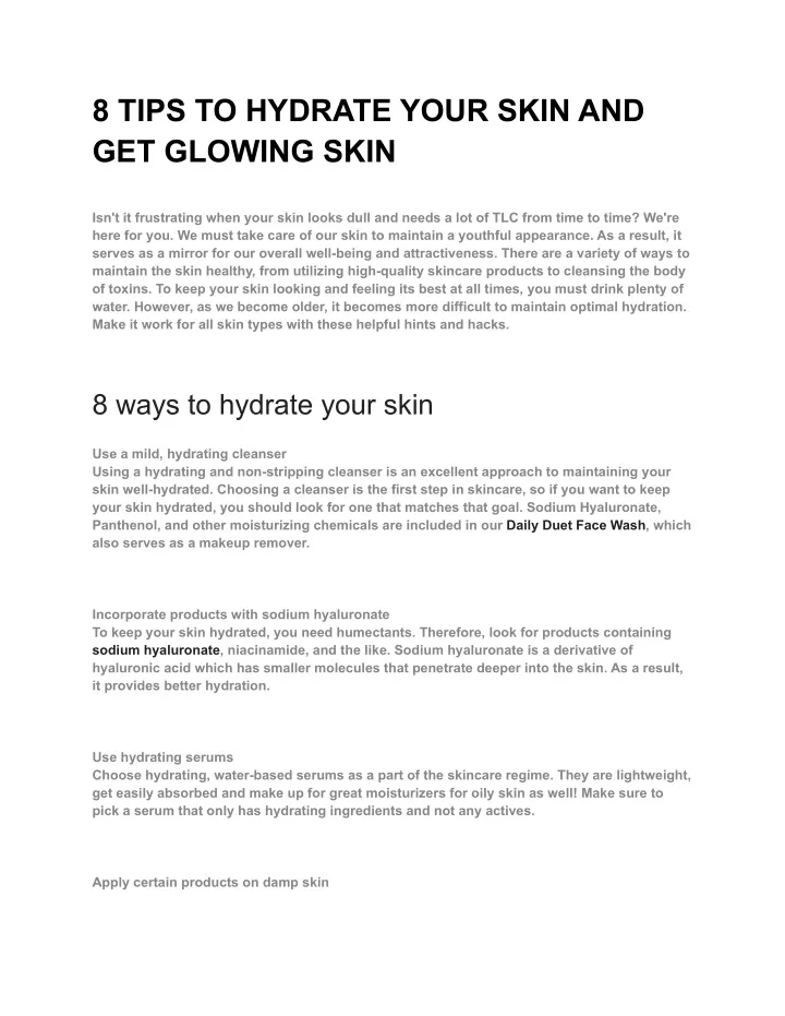 8 tips to hydrate your skin and get glowing skin
