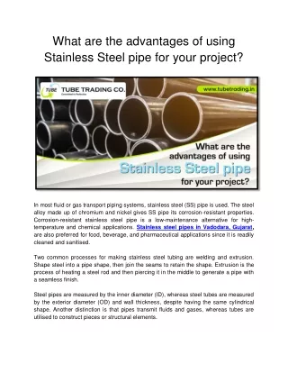 what are the advantages of using stainless steel