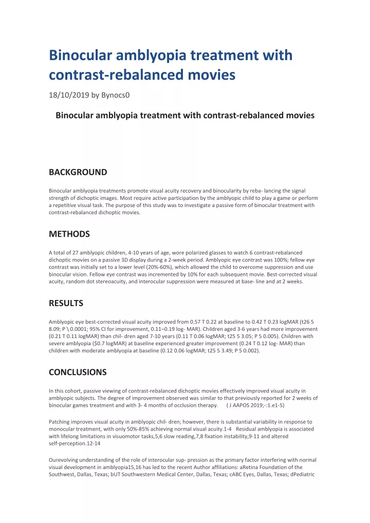 binocular amblyopia treatment with contrast