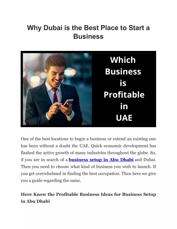 why dubai is the best place to start a business