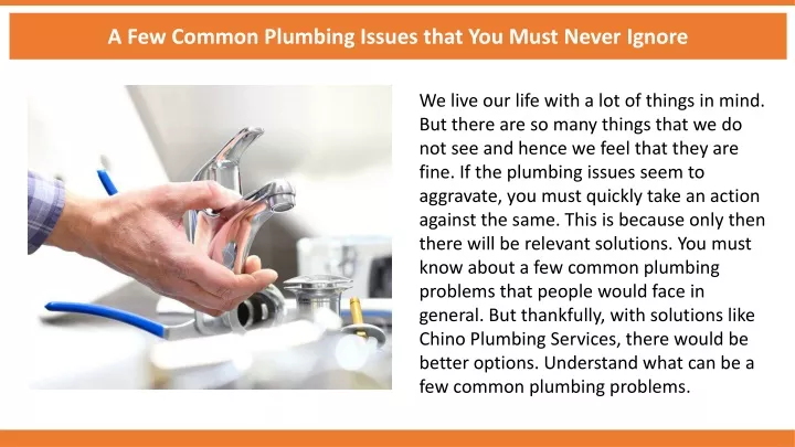 a few common plumbing issues that you must never