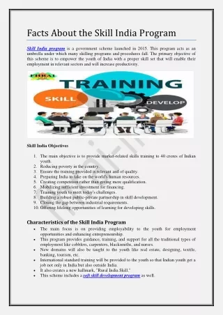 Facts About the Skill India Program