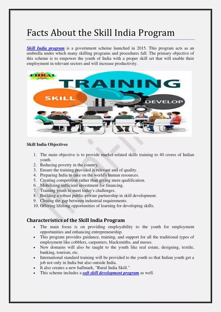 facts about the skill india program