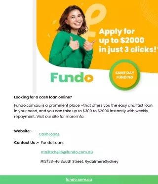 Cash Loans | Fundo.com.au