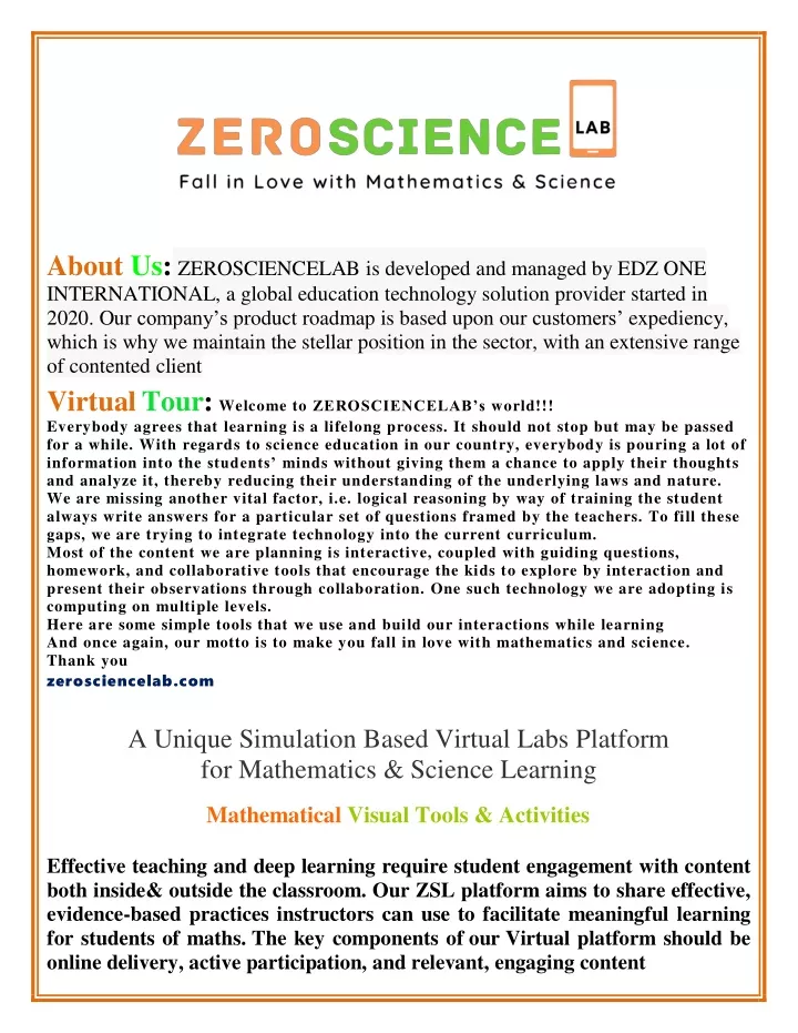 about us zerosciencelab is developed and managed