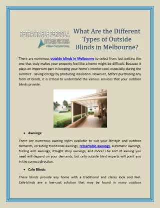 what are the different types of outside blinds