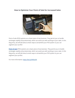 how to optimize your point of sale for increased