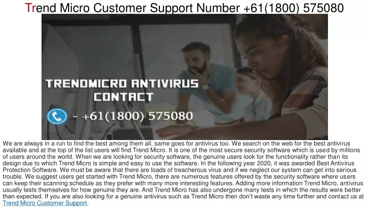 trend micro customer support number 61 1800 575080