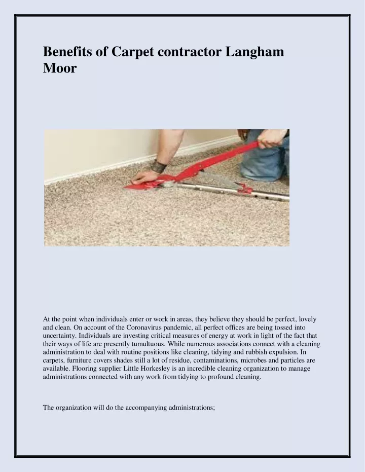 benefits of carpet contractor langham moor