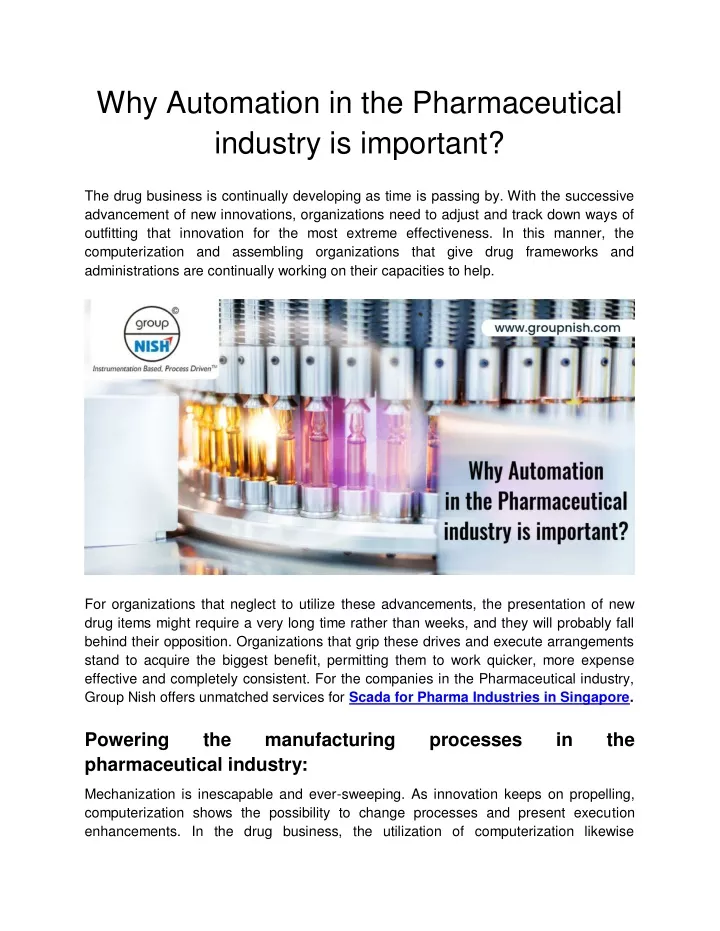 why automation in the pharmaceutical industry