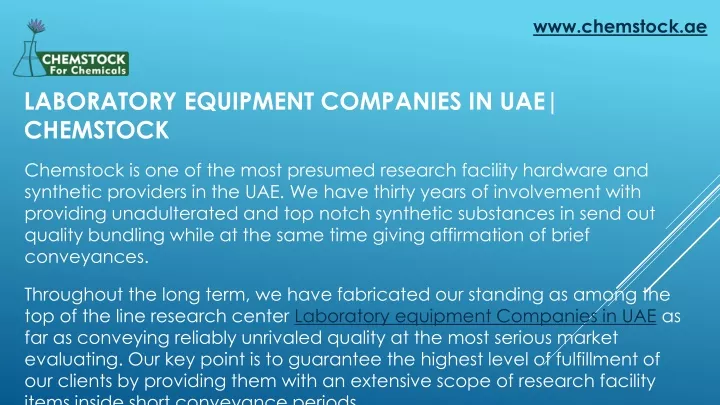 laboratory equipment companies in uae chemstock