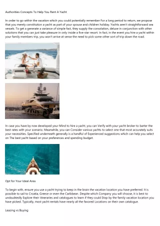 authorities concepts to help you rent a yacht