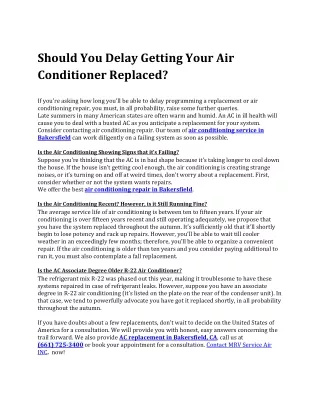 Should You Delay Getting Your Air Conditioner Replaced
