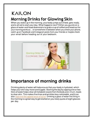Morning Drinks for Glowing Skin