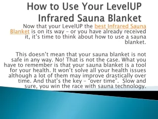 How to Use Your LevelUP Infrared Sauna Blanket
